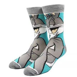 Bugs Bunny Cartoon Crew Socks Gray Blue – Novelty Socks Men Women